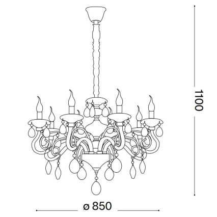 Ideal Lux - Kristalni luster na lancu NEGRESCO 10xE14/28W/230V prečnik 85 cm zlatna