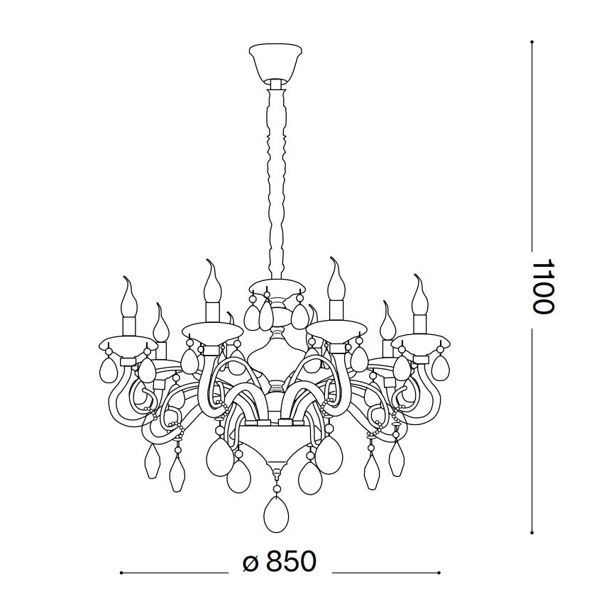 Ideal Lux - Kristalni luster na lancu NEGRESCO 10xE14/28W/230V prečnik 85 cm zlatna