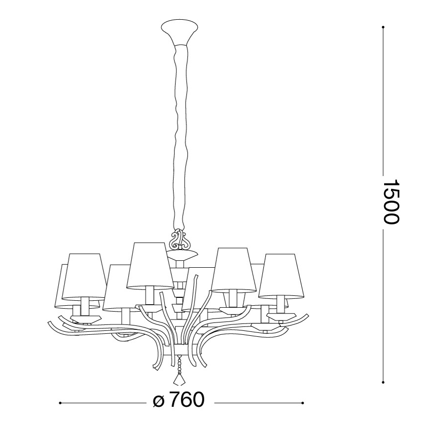 Ideal Lux - Kristalni luster na lancu PEGASO 8xE14/28W/230V Ø 76 cm sjajni hrom