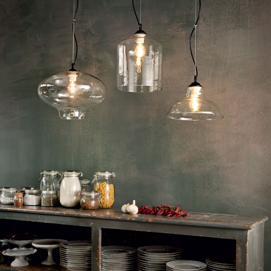 Ideal Lux - Luster na sajli BISTRO 1xE27/60W/230V pr. 24 cm zadimljeno staklo