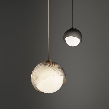 Ideal Lux - Luster na sajli BLOOM 1xE27/42W/230V prečnik 30 cm zlatna/zadimljeno bež