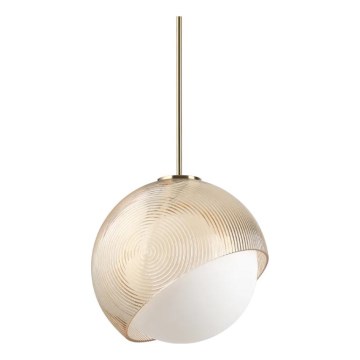 Ideal Lux - Luster na sajli BLOOM 1xE27/42W/230V prečnik 30 cm zlatna/zadimljeno bež