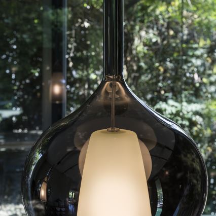 Ideal Lux - Luster na sajli KALIQUE 1xE27/42W/230V prečnik 18 cm dimljeno crna