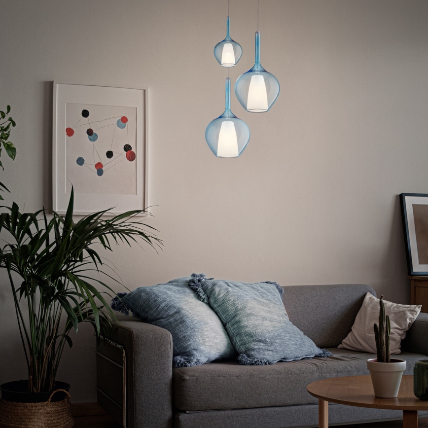 Ideal Lux - Luster na sajli KALIQUE 1xE27/42W/230V prečnik 18 cm zadimljeno plava