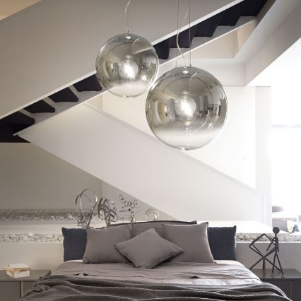 Ideal Lux - Luster na sajli MAPA 1xE27/42W/230V prečnik 40 cm siva/dimljena
