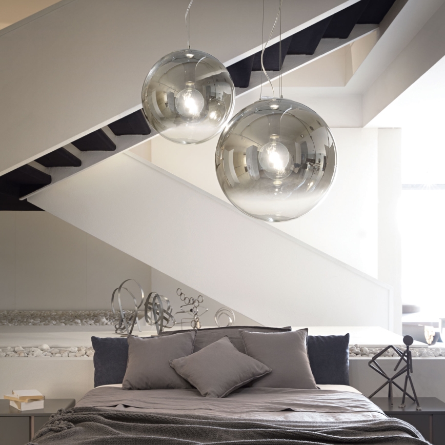 Ideal Lux - Luster na sajli MAPA 1xE27/42W/230V prečnik 40 cm siva/dimljena