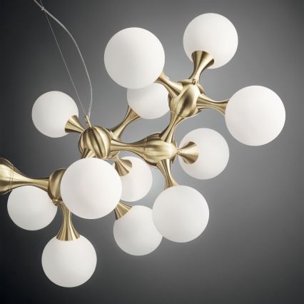 Ideal Lux - Luster na sajli NODI 15xE14/28W/230V prečnik 105 cm mesing/bela
