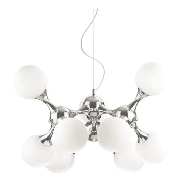 Ideal Lux - Luster na sajli NODI 9xE14/28W/230V prečnik 80 cm sjajni hrom/bela