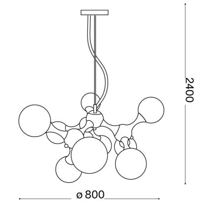 Ideal Lux - Luster na sajli NODI 9xE14/28W/230V prečnik 80 cm sjajni hrom/bela