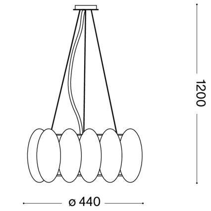 Ideal Lux - Luster na sajli OVALINO 5xE27/60W/230V prečnik 44 cm bela
