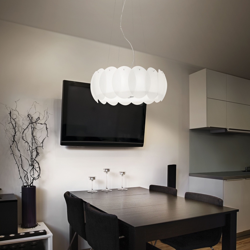 Ideal Lux - Luster na sajli OVALINO 8xE27/60W/230V prečnik 55 cm beo