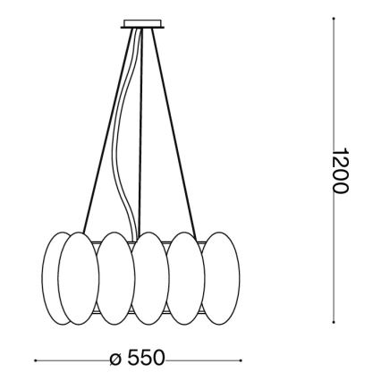 Ideal Lux - Luster na sajli OVALINO 8xE27/60W/230V prečnik 55 cm beo