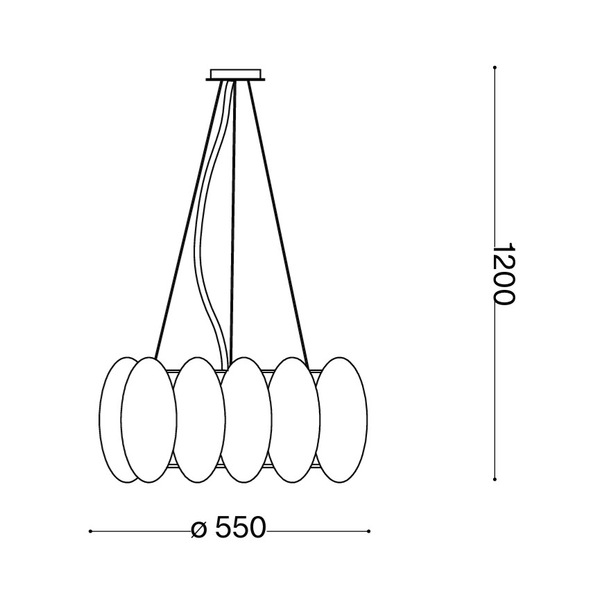Ideal Lux - Luster na sajli OVALINO 8xE27/60W/230V prečnik 55 cm beo