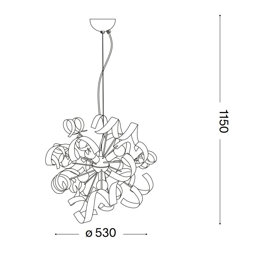 Ideal Lux - Luster na sajli VORTEX 6xE14/40W/230V pr. 53 cm srebrna/patina