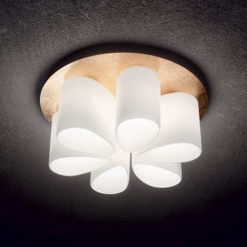Ideal Lux - Plafonska svetiljka DAISY, 6x E27, max. 52 W, 230 V, prečnik 60 cm, zlatna/bela