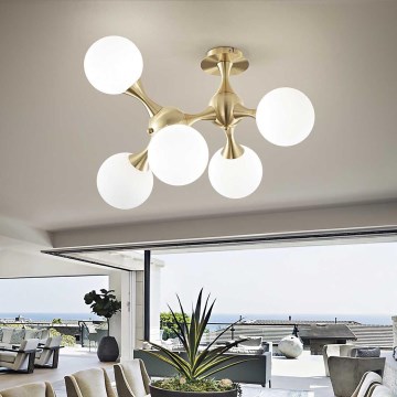 Ideal Lux - Plafonski luster NODI 5xE14/28W/230V 50x55 cm mesing/bela