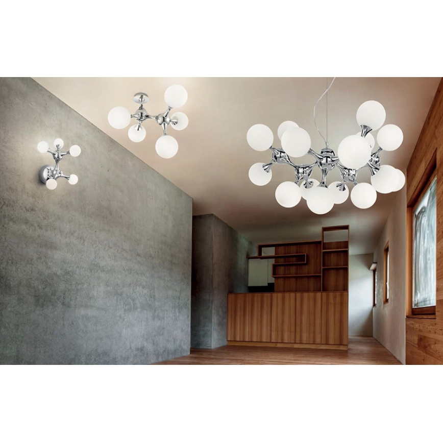 Ideal Lux - plafonski luster NODI 5xE14/28W/230V 50x55 cm sjajni hrom/bela