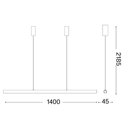 Ideal Lux - LED prigušiva luster na sajli DORICA LED/35W/230V CRI 90 140 cm antracit