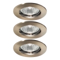 Ideal Lux - SET od 3 ugradne stropne svetiljke JAZZ 1xGU10/50W/230V prečnika 7,7 cm bronzana