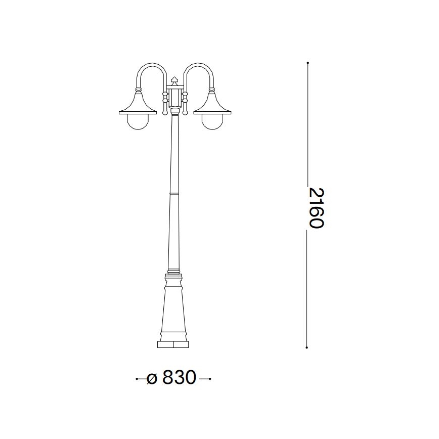 Ideal Lux - Spoljašnja lampa CIMA 2xE27/52W/230V 216 cm IP43 patina