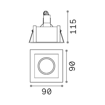 Ideal Lux - Ugradno plafonsko svetlo FUNKY 1xGU10/50W/230V 9x9 cm mesing
