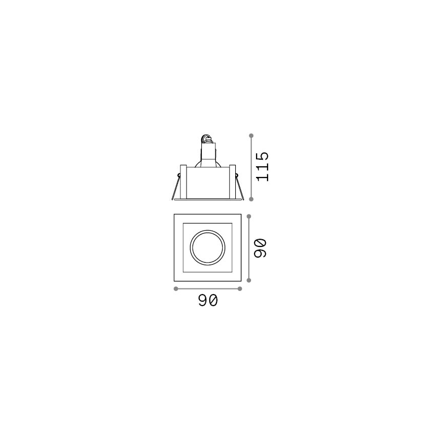 Ideal Lux - Ugradno plafonsko svetlo FUNKY 1xGU10/50W/230V 9x9 cm mesing