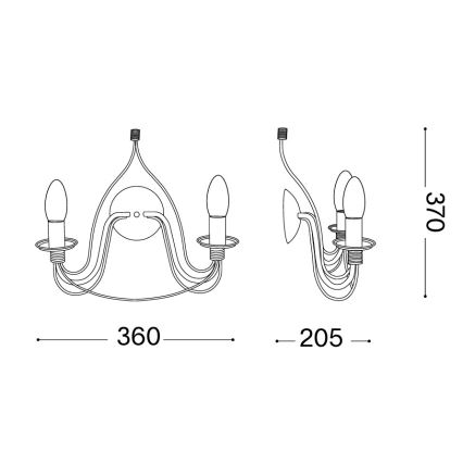 Ideal Lux - Zidna lampa CORTE 2xE14/40W/230V bakar