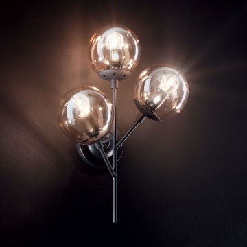 Ideal Lux - Zidna lampa KEPLER 3xE27/42W/230V crna/zadimljena