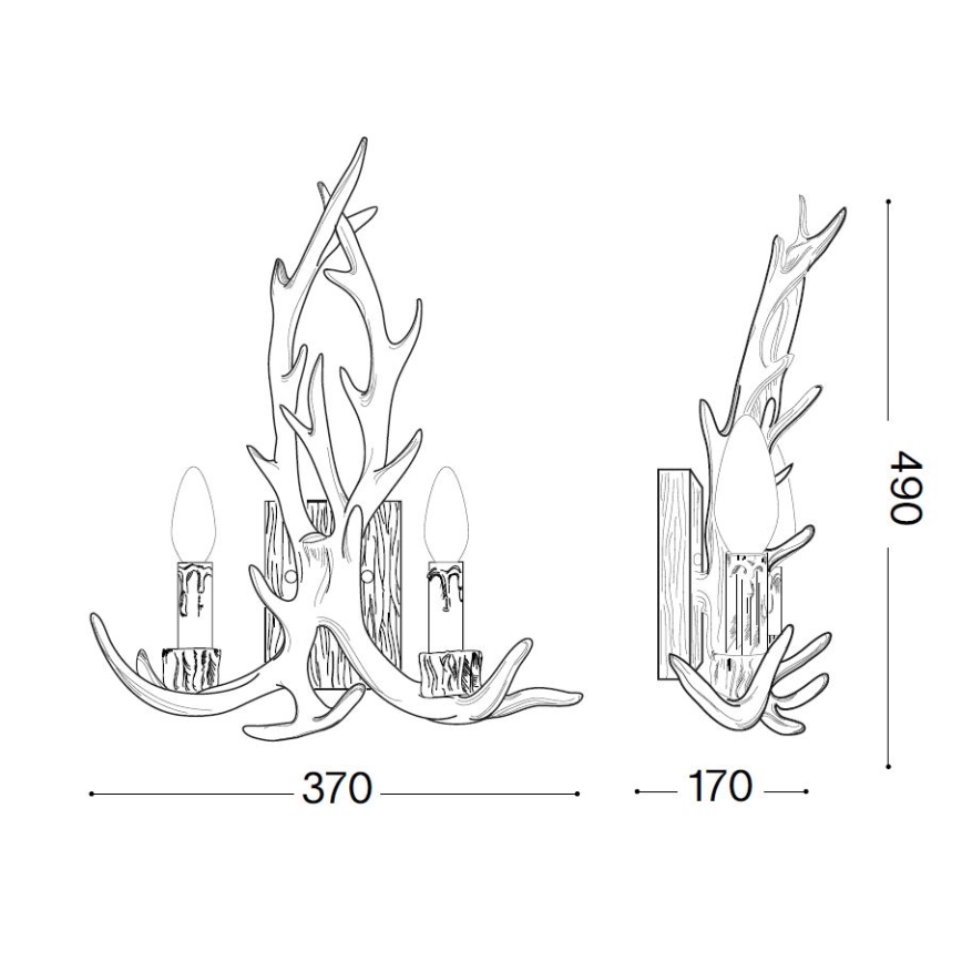 Ideal Lux - Zidna svetiljka CHALET 2xE14/40W/230V sa rogovima