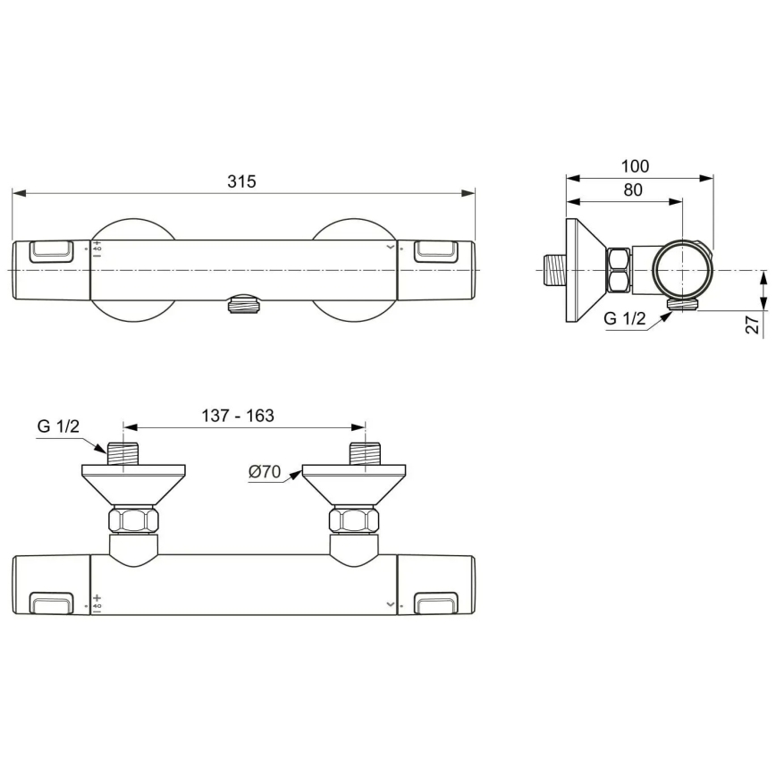 Ideal Standard A7201AA - Termostatska tuš baterija CERATHERM T25 sjajni hrom