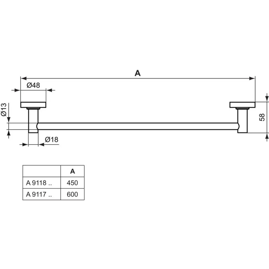 Ideal Standard A9117AA - Zidni držač peškira IOM 60 cm sjajni hrom