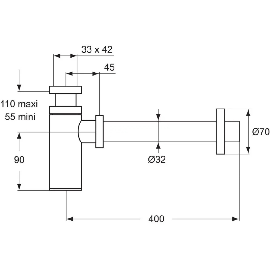 Ideal Standard D5859AA - Sifon za umivaonik, matni hrom