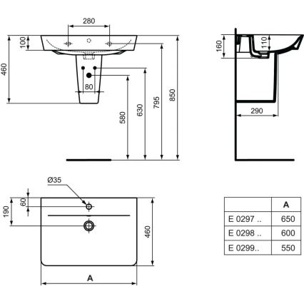 Ideal Standard E029801 - Viseći umivaonik CONNECT AIR 60x46 cm keramika/bela