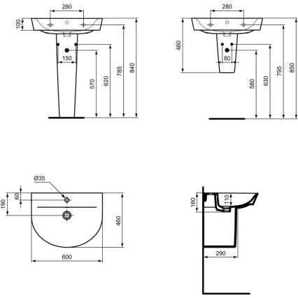 Ideal Standard E069401 - Viseći umivaonik CONNECT AIR 60x46 cm keramika/bela