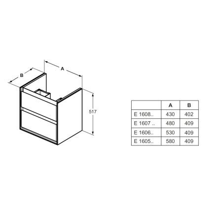 Ideal Standard E1606B2 - Kupatilski ormarić ispod umivaonika CONNECT AIR 53x40,9 cm beo