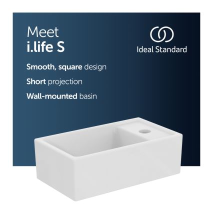 Ideal Standard E211201 - Zidni umivaonik I.LIFE S 37x21 cm keramika/bela