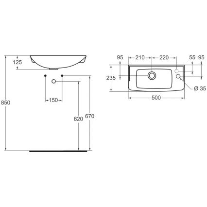 Ideal Standard R421901 - Zidni umivaonik EUROVIT 50x23,5 cm keramika/bela
