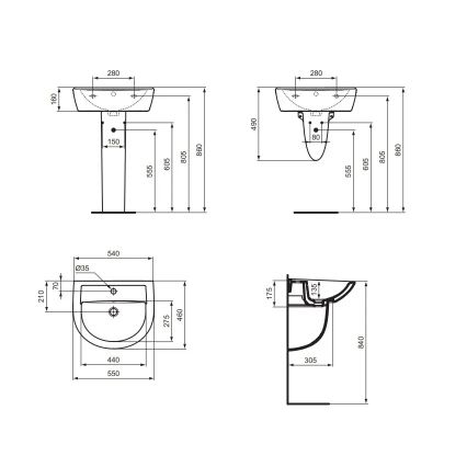 Ideal Standard W332601 - Viseći umivaonik EUROVIT 55x46 cm keramika/bela