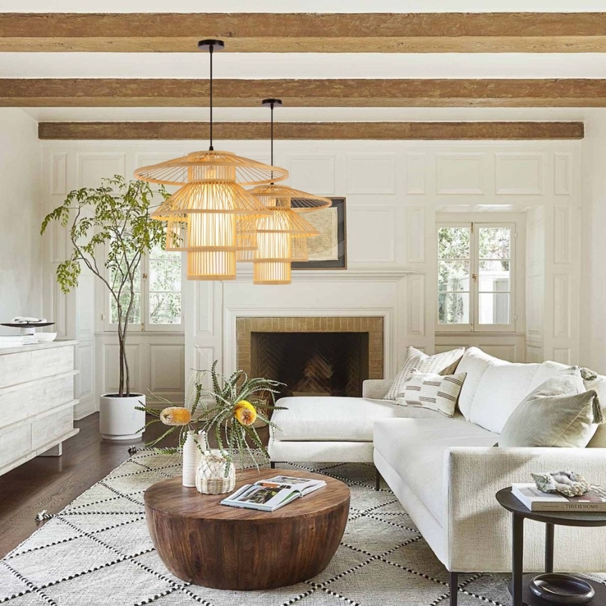 Viseći luster na kablu PINCHOS 1xE27/40W/230V, prečnik 50 cm, bambus