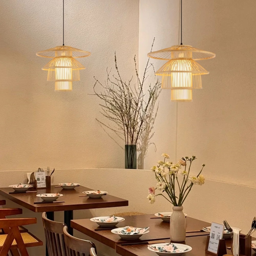 Viseći luster na kablu PINCHOS 1xE27/40W/230V, prečnik 50 cm, bambus