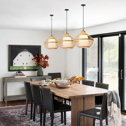 Luster na kablu PINCHOS 1xE27/40W/230V prečnik 40 cm bambus
