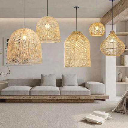 Luster na sajli PELO 1xE27/40W/230V Ø 40 cm ratan