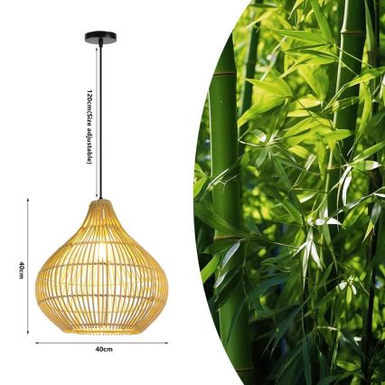 Luster na sajli PELO 1xE27/40W/230V Ø 40 cm ratan