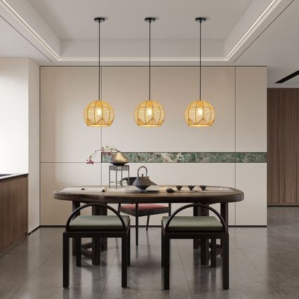 Luster na kablu PELO 1xE27/40W/230V, prečnika 30 cm, ratan