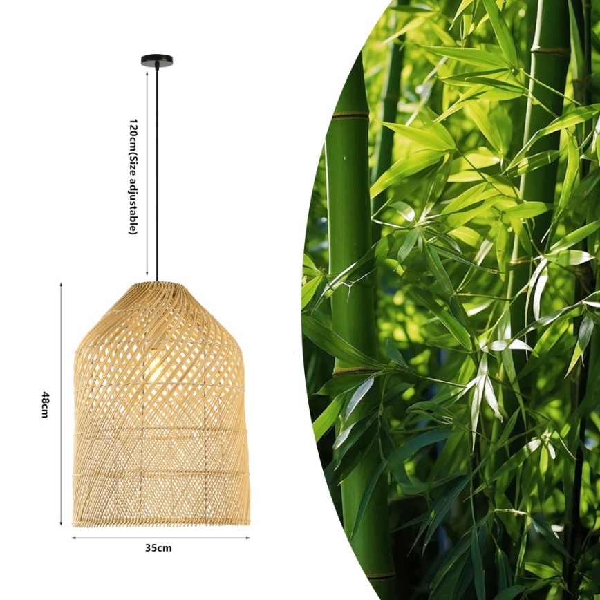 Luster na sajli PELO 1xE27/40W/230V prečnik 35 cm ratan
