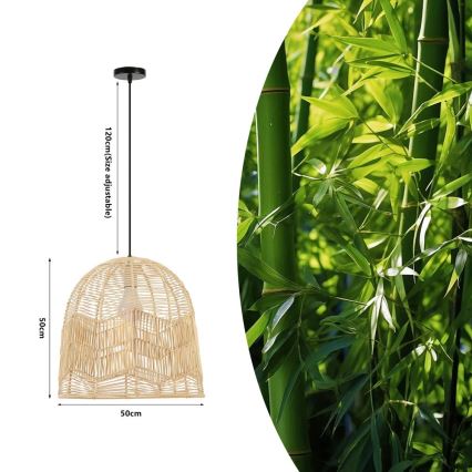 Luster na sajli PELO 1xE27/40W/230V, prečnik 50 cm, ratan