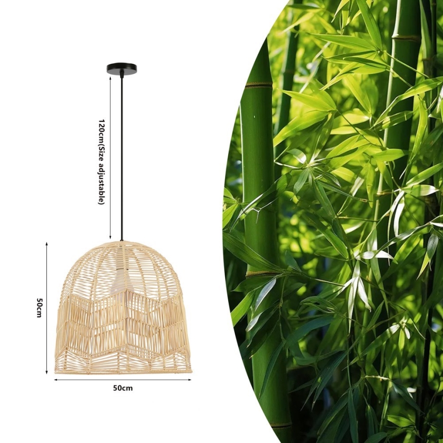Luster na sajli PELO 1xE27/40W/230V, prečnik 50 cm, ratan
