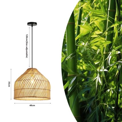 Luster na sajli PELO 1xE27/40W/230V, prečnik 40 cm, ratan