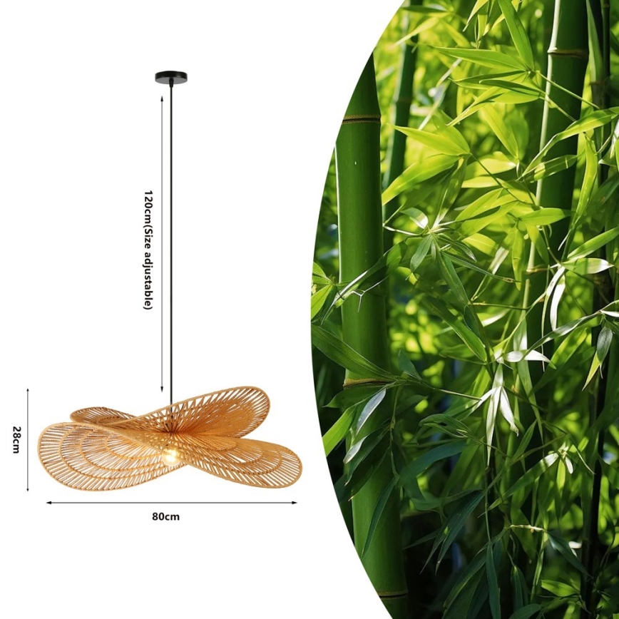 Luster na sajli MARIPOSA 1xE27/40W/230V, prečnik 80 cm, od jute