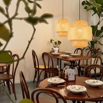 Viseći luster na kablu HILO 1xE27/40W/230V, prečnik 38 cm, bambus